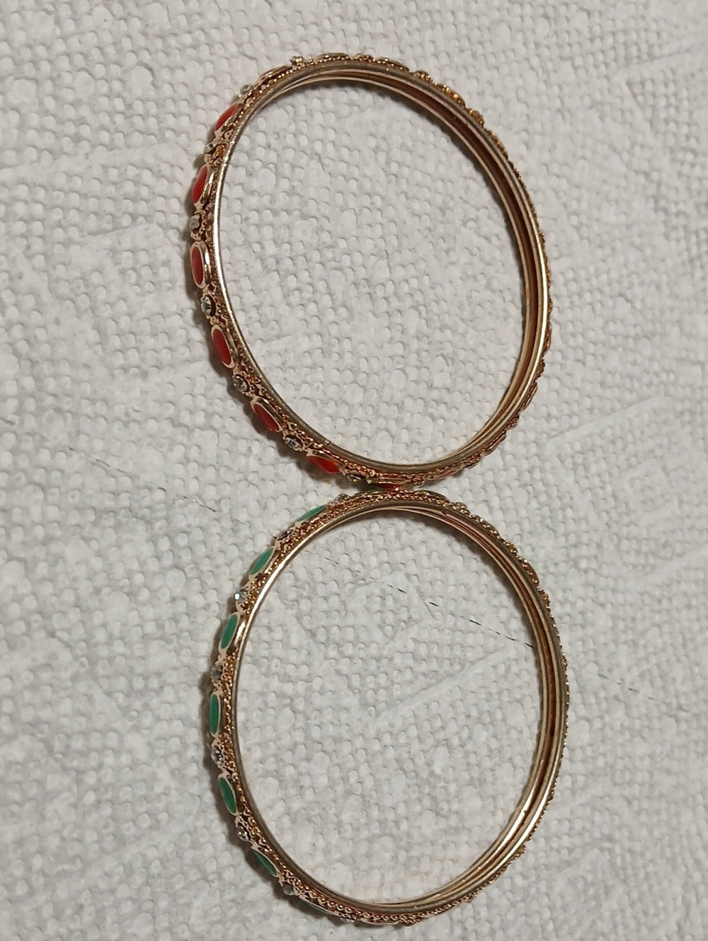 Women’s Bangle Set with Red and Green Accents